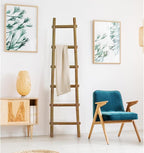 HomeStock Decorative Wooden Ladder Accent Piece for Blankets & Towels Brown