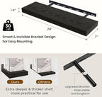 Dreamland 24 Inch Long Floating Shelves in Black,6.7 Inch Deep Floating Shelf for Wall,Large Display & Storage Shelf, Wall Sh