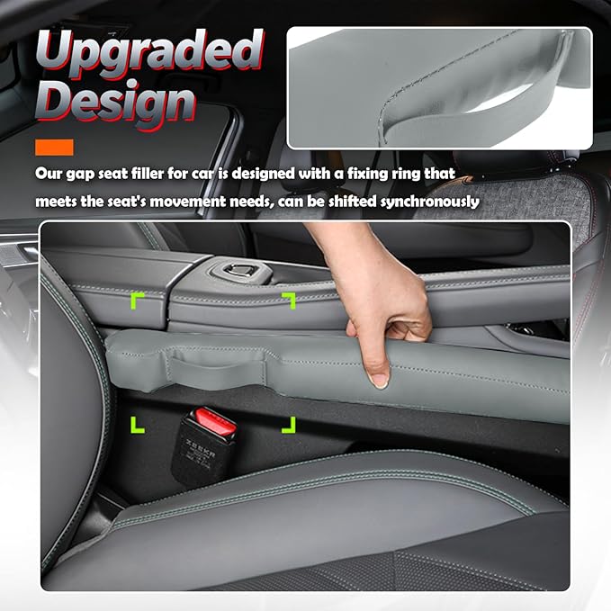 Aokdom 2026 2PCS Upgraded Car Seat Gap Filler with Fixing Ring,Elastic Car Gap Filler to Avoid Dropping Cell Phones/Keys,Essential Cars Gaps Seat Fillers Cars Accessories (Sage Green)