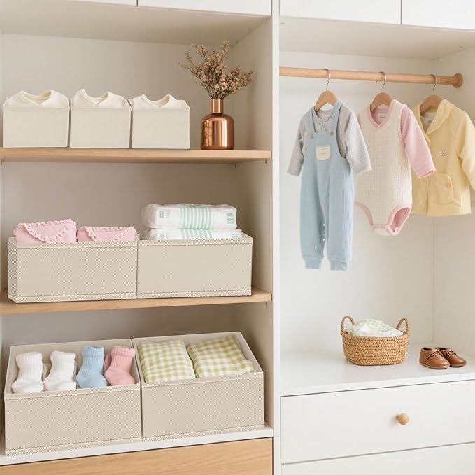Drawer Organizer Clothes & Dresser Organizers - 12 Pack Foldable Drawer Dividers, Baby Clothes Organizer & Nursery Storage fo