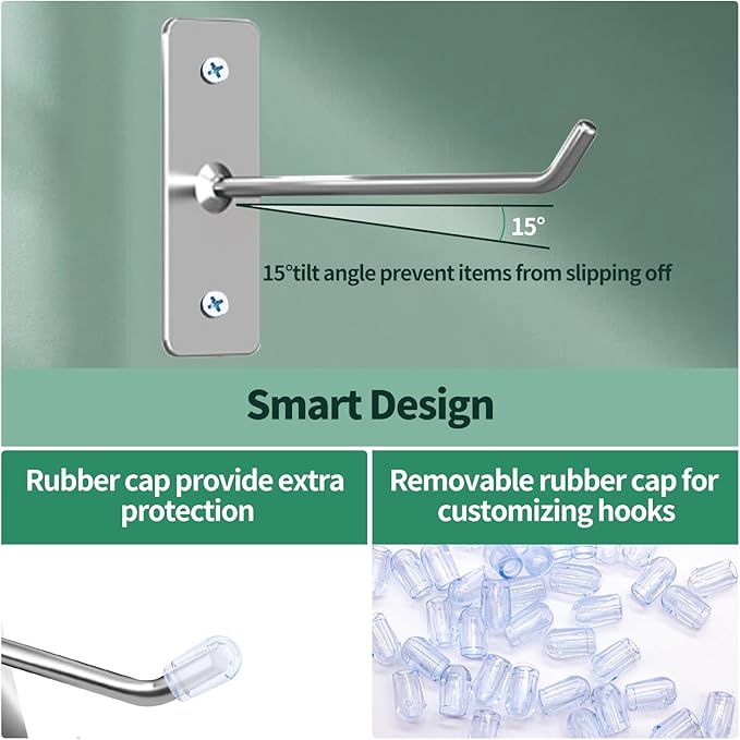 40 Pcs 4"/10CM Stainless Steel Wall Mounted Hooks with Protective Caps and Screws, Coat Bag Hat Utility Hook, Garage Tools St