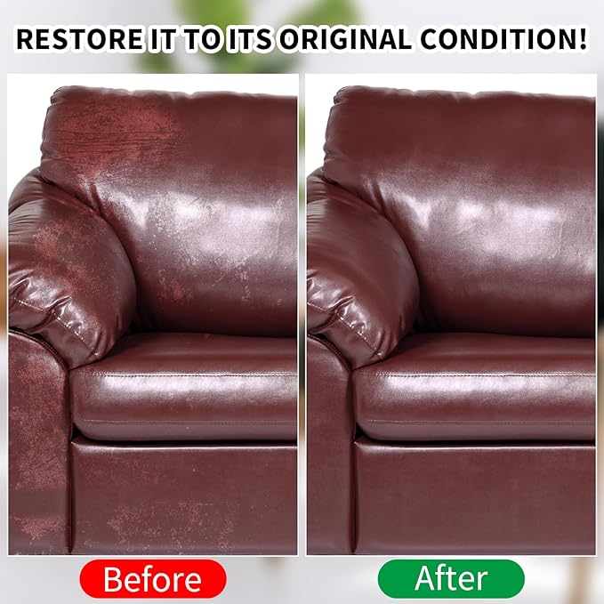 Leather Recoloring Balm, 12oz Large Size Leather Dye, Color Restorer, Scratch Repair, Furniture & Couch Restorer Kit, Repair 