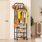 Furologee Clothing Racks for Hanging Clothes, Portable Rolling Garment Rack, Sturdy Metal Freestanding Clothes Rack with Whee