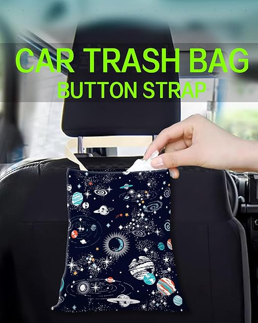 Car Trash Can, Durable Hanging Car Trash Garbage Bag, Cute Automotive Garbage Cans Organizer, Cute Blue Space