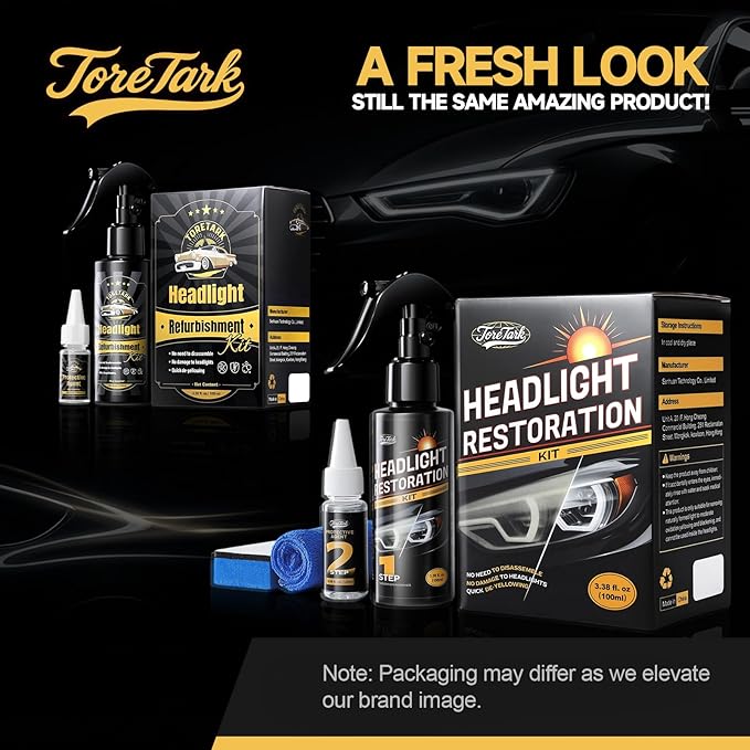Car Headlight Restoration Kit, No Power Tools Required, Restoring to Like-New Condition, Covers 2-3 Vehicle Headlight Treatme