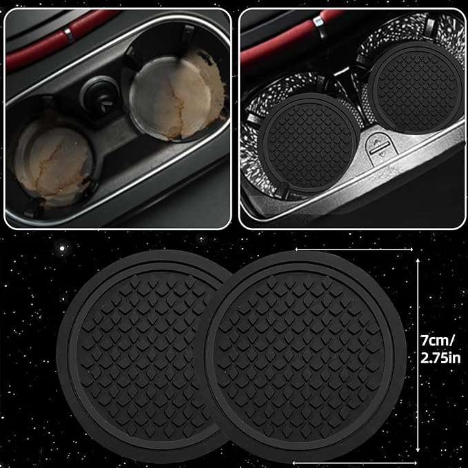 NBTEPEM 6 PCS Car Steering Wheel Cover Set, Microfiber Leather Steering Wheel Covers Universal 14.5-15 inch, Center Console Cover, Seat Belt Cushion, Cup Holder Coaster, Car Accessories Set Black