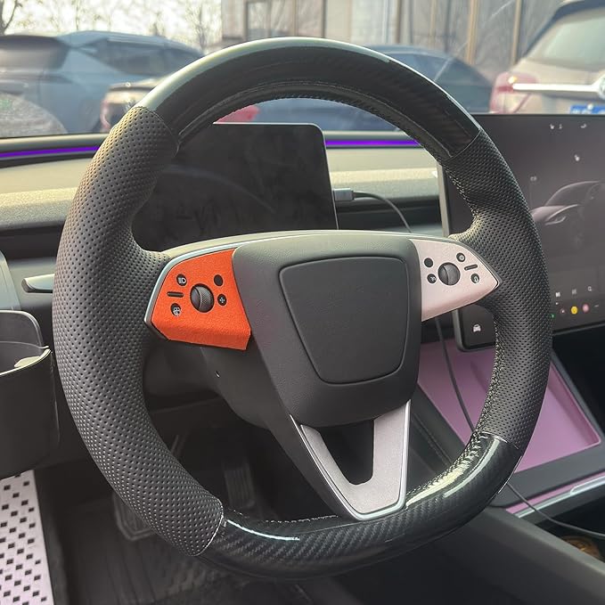 MEWANT DIY Stitching Steering Wheel Cover Wrap for Tesla Model 3 Highland 2023-2025/Model Y 2025 Highland for Tesla Model 3/Model Y Accessories(3D Style)