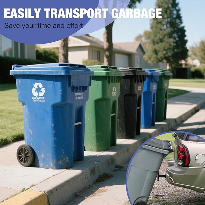 2" Trash Can Hauler Hitch, Trash Can Hitch, Trash Can Hauler, Garbage Hauling Towing Hitch Attachment,Trash Tow Truck Grab Hook Receiver Fit for Lawn Mower Garden Tractors (Black)