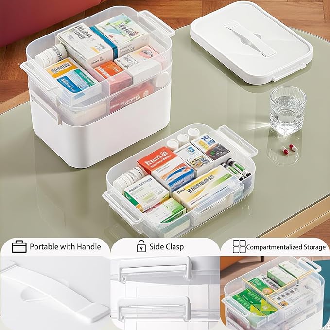 4-Tier Medicine Cabinet Organizer，Portable Medicine Cabinet with Handle, Empty First Aid Kit for Home,Multi-Purpose Organizer