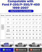 All-Weather Floor Mats for Ford F-250/F-350/F-450 1999-2007 (Only for Crew Cab) Super Duty - Heavy-Duty Rubber Front & Rear Row, Non-Slip Design - Not for 2nd Row Captain Seats with Center Console