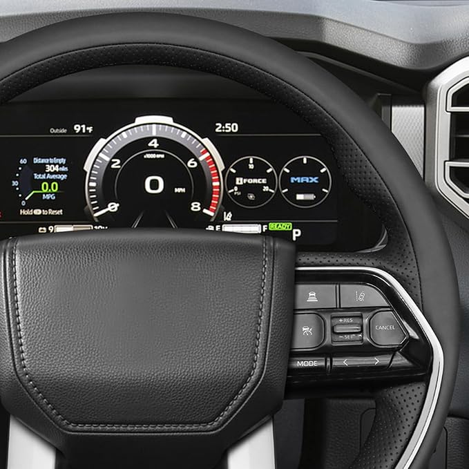 MEWANT Hand Stitch Steering Wheel Cover for Toyota Tacoma 2024 Tundra 2024 DIY Black Steering Wheel Protector Wrap