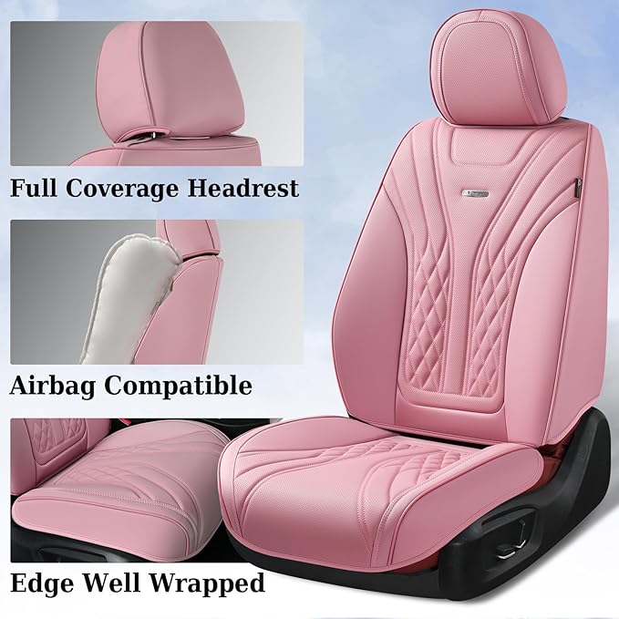 Coverado Car Seat Covers Full Set, 5 Seats Front Seat Cover and Back Seat Covers for Cars, Automotive Seat Covers Nappa Leath