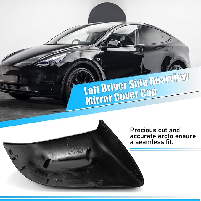 Jaronx Compatible with Tesla Model Y Side Mirror Cover Replacement 2020 2021 2022 2023 2024, Left Driver Side Black Door Wing Rearview Mirror Cover Cap for Tesla Model Y Accessories-Glossy Black