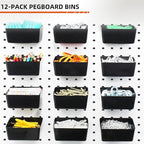 Calax 338PCS Pegboard Hooks Organizer Kit, Fit 1/8 or 1/4 inch Peg Board with Storage Bins, Pegboard Assortment Hooks Accesso