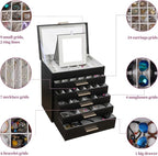 BOOVO Jewelry Boxes for Women, White and Black 6 Layer Large Jewelry Box for Necklace, Bracelet, Earrings, Rings Storage, Jew