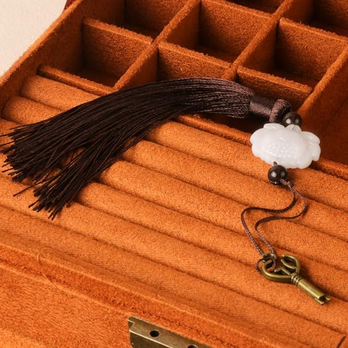 Women Jewelry Box Lockable 3 Layers Large Jewelry Organizer Storage Case for Earrings Necklaces Rings Bracelets,Green Display
