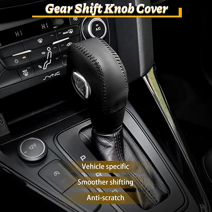 Car Gear Shift Cover Leather for Ford Fusion/Escape/Edge/Focus/Fiesta/Transit/EcoSport/C-Max Automatic Gear Shift Knob Cover 