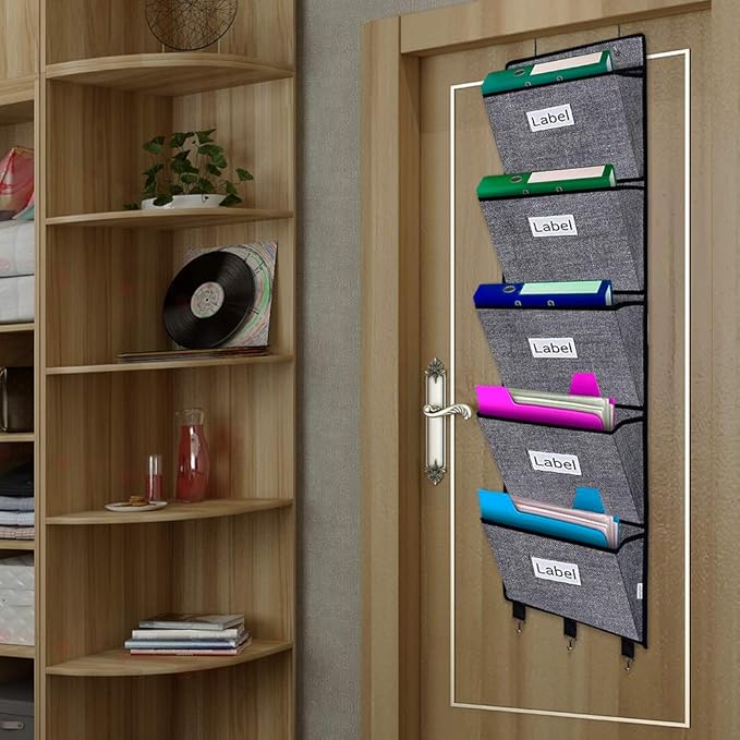 homyfort Over the Door File Organizer Hanging File Folders, Wall Organizers and Storage for Mail, Magazine, Notebooks, Planne
