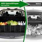 SpaceWhisper Reusable Grocery Bags with Long Handles [8 Pack] - Multipurpose Large Shopping Bags for Groceries, Foldable Grocery Totes Resist Water & Stains for Kitchen, Car Trunk, Picnic (Black)