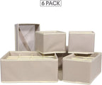TENABORT 6 Pack Foldable Drawer Organizer Dividers Cloth Storage Box Closet Dresser Organizer Cube Fabric Containers Basket B