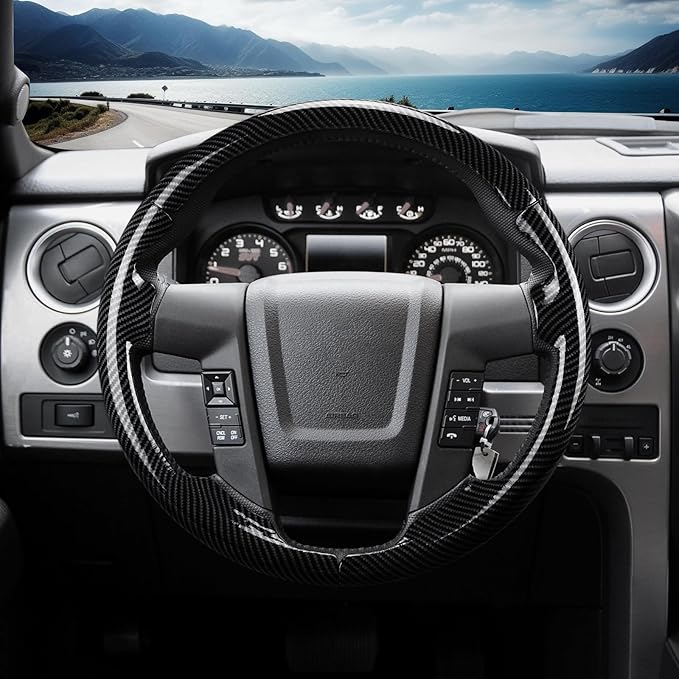 Steering Wheel Cover for Ford F150 2009-2014/ Ford Expedition 2015-2017, Car Steering Wheel Cover Protector Accessories for Ford (Glossy Black)