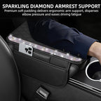 NBTEPEM Bling Car Center Console Cover, Leather Car Arm Rest Cover Cushion with 2 Storage Bags, Universal Auto Armrest Protector Storage Box, Bling Accessories Interior for Most Vehicles (Multicolor)