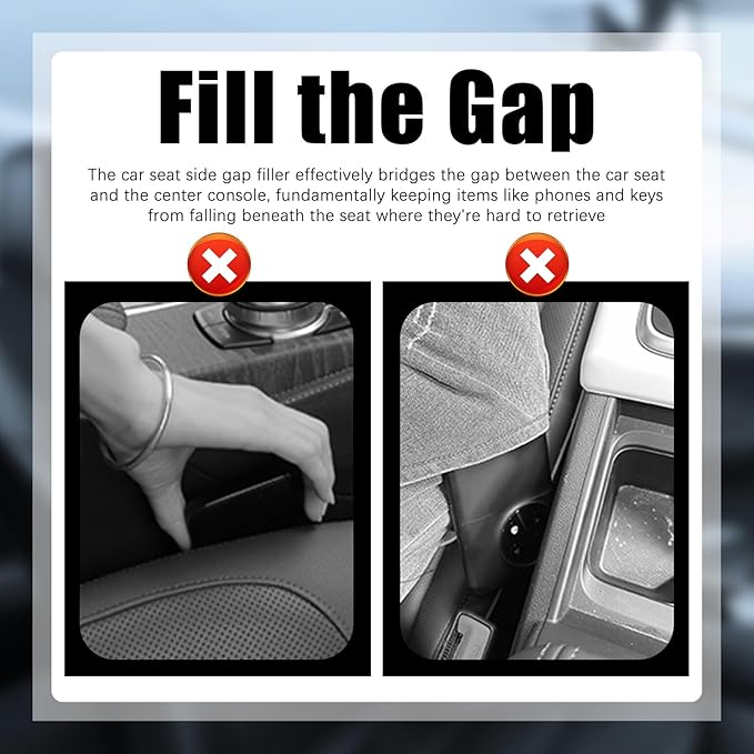 2PCS 2026 New Car Seat Gap Filler Organizer,in Between Car Seat Catcher with Phone Holder & Sunglass Holder & Cars Hook,Universal Cars Gap Seats Filler to Avoid Items Falling