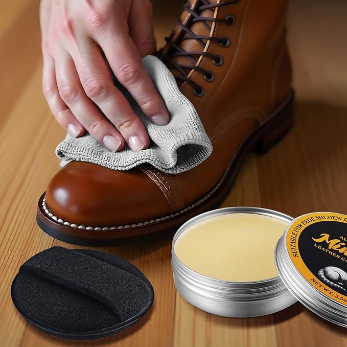 8 Pcs Mink Oil for Leather Shoes Boots 3.5 oz Leather Conditioner and Cleaner with Travel Bag Soften for Boots and Shoes Care
