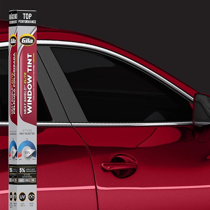 Gila Heat Shield Elite 5% VLT Automotive Ceramic DIY Window Tint Advanced Heat Control Glare Control 2ft x 6.5ft (24in x 78in), Limo Black