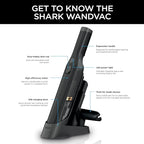 Shark WANDVAC Cordless Hand Vac, Lightweight, Versatile and Portable at 1.4 lbs., Powerful Suction for Pet Hair, Charging Doc