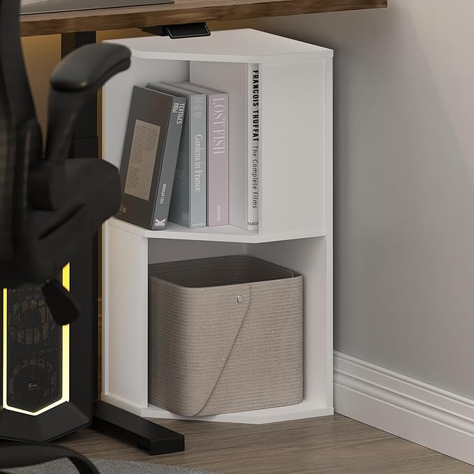 Furinno ECON Corner Shelf, 4-Tier Corner Book Shelf, Storage Shelves, Display Rack, Bookshelf, for Organization and Storage, 