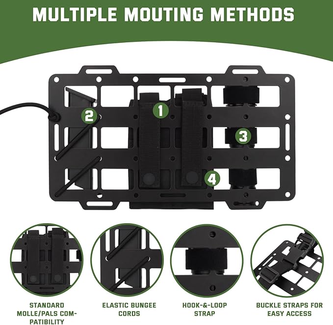 Pridefend 2PCS Aluminum Alloy Molle Visor Organizer,Rigid Aluminum Alloy MOLLE Panel Compatible with Backpack Tactical, Versatile Car Sun Visor Organizer for Trucks Vehicle SUV Interior Accessories