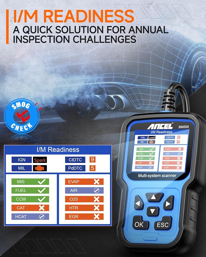 ANCEL BM500 OBD2 Scanner for BMW & MINI, Simplified Battery Registration, EPB, Oil, Throttle, PCM Resets, I/M Readiness, Full