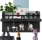 OurWarm Key Holder for Wall Decorative with 5 Key Hooks, Wall Mounted Key Hangers for Wall with Mail Key Rack, Wooden Mail Or