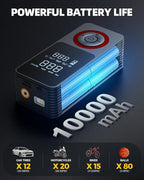 Cordless Tire Inflator Portable Air Compressor, 150 PSI Air Pump with Rechargeable Battery, Tire Pressure Gauge, 12V Car Power Adapter, Smart Air Pump for Car, Motorcycle, Bike, Ball