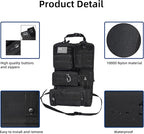 Tactical Car Seat Back Organizer,Tactical Molle Seat Back Organizer with 6 Detachable Molle Pouch,Universal Fits for Car Truck Jeep Vehicle Black