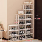 SAN HE Bamboo Shoe Rack 17 Tier- Vertical Shoe Rack for Small Spaces, Tall Narrow Shoe Rack Organizer for Closet Entryway Cor