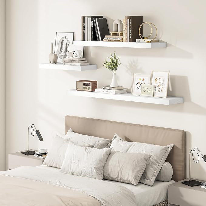 Vivelove 2" Thick Floating Shelves, 47.2 Inch X 12 Deep Shelves for Room Wall Mounted, Floating Shelf for Living Room Bedroom