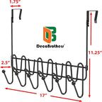 Deco Brothers Over The Door Hook Organizer with 11 Hooks, Black