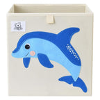 CLCROBD Foldable Animal Cube Storage Bins Fabric Toy Box/Chest/Organizer for Toddler/Kids Nursery, Playroom, 13 inch (Dolphin