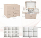 Dajasan Jewelry Organizer Box, Large Jewelry Boxes for Women Girls, Space-Saving 4 Layers Jewelry Storage Case with Drawer, M