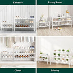 Smiry Shoe Rack, 2 Tier Long Bamboo Shoe Organizer, Stackable Free Standing Wooden Shoe Storage Shelf for Closet, Entryway, F