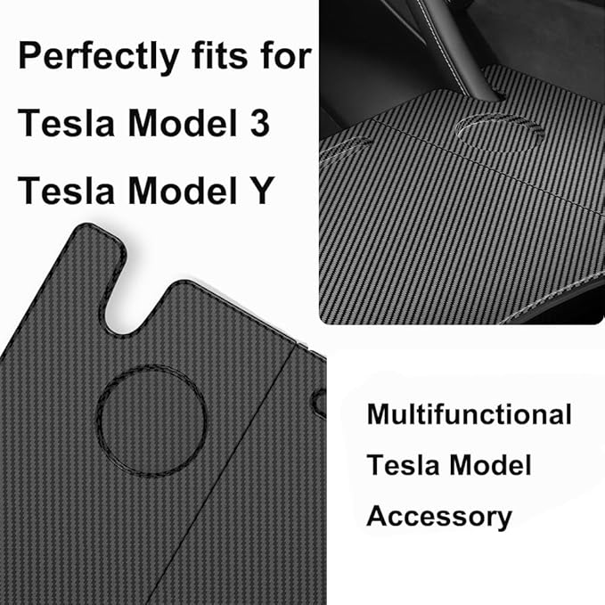 Car Laptop Desk Fit for Tesla Model Y/3, Carbon Fiber Tray, Steering Wheel Table for Eating and Working, Car Tray Table for Driver&Passenger with Dual Folding Strong Hinge