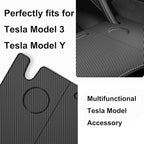 Car Laptop Desk Fit for Tesla Model Y/3, Carbon Fiber Tray, Steering Wheel Table for Eating and Working, Car Tray Table for Driver&Passenger with Dual Folding Strong Hinge