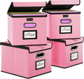 Huolewa Portable Leather File Organizer Boxes with Lids, Office Document Boxes Organizer, Filing Boxes, Decorative Small File