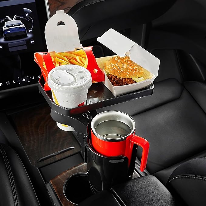 JoyTutus Car Cup Holder Expander, Automotive Cup Attachable Tray with 360° Rotation,Large Cup Holder Adapt Most Regular Cups 