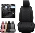 Sanwom Front Car Seat Covers - Leather Seat Covers with Storage Pocket and Two Belt Pads, Anti-Slip Waterproof Universal Seat