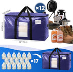 TAILI 12 Pack Dark Blue Extra Large Moving Bags, Heavy Duty Totes with Visible Window, Wrap Around Handles, Great for Space-S