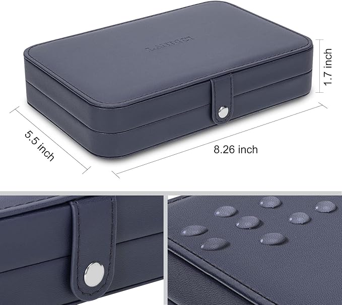 LANDICI Small Jewelry Box for Women Girls, PU Leather Travel Jewelry Case, Portable Jewelry Organizer Storage Holder Display 