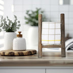 Cinnvoice 2 Pcs Wooden Tea Towel Ladder Rustic Hand Towel Stand Rack Mini Countertop Towel Stand Farmhouse Wood Counter Towel